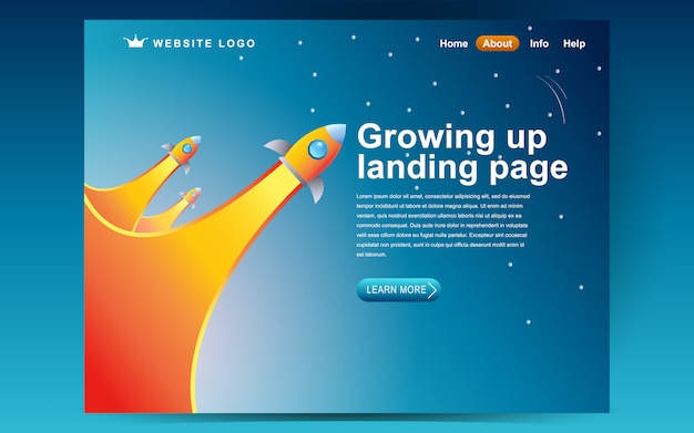 Growing start up template design. Illustration concept of landing page