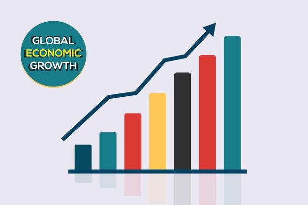 Vector growth chart successful business bar graph rising up with different colors