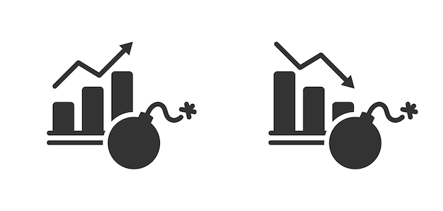 Growth chart with bomb icon Risk Vector illustration