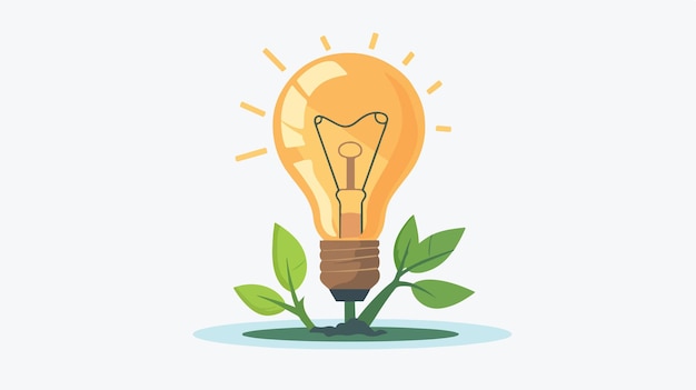 Growth Concept Light Bulb with Green Sprout Vector Illustration