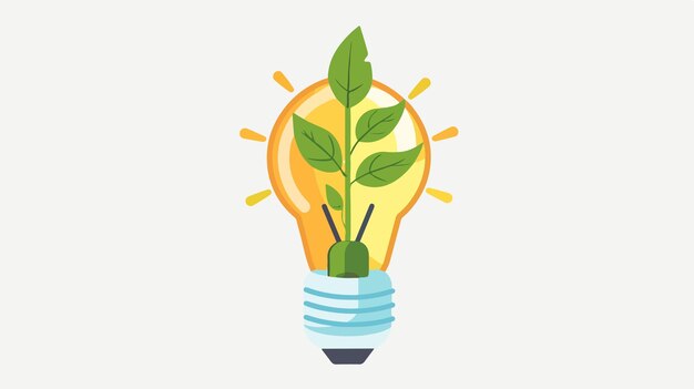 Vector growth concept light bulb with green sprout vector illustration