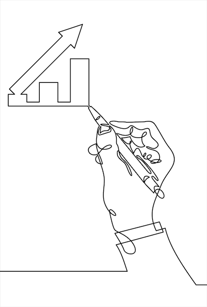 Growth graph concept Businessman draws a chart of financial growthContinuous line