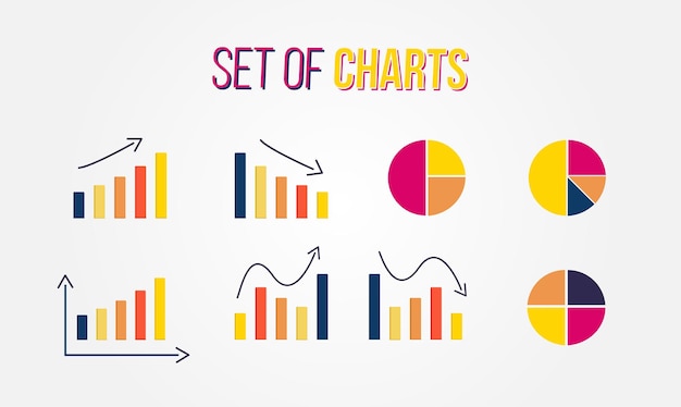 Growth graph set business infographic vector isolated graphics flat