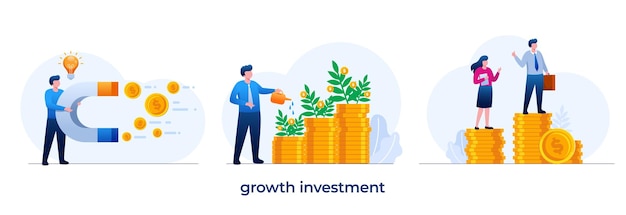 Growth investment Investment concept financial growth earning analyst finance economy investor report flat illustration vector