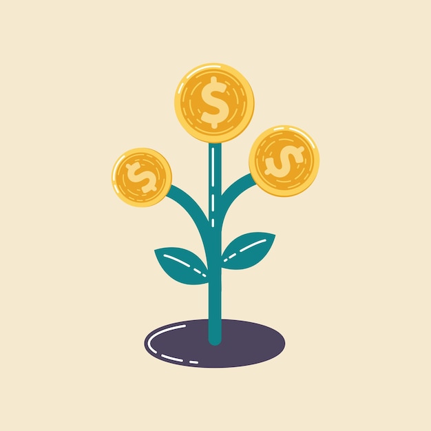 Growth money tree plant with coin dollar Investment financial trading stock for business Vector illustration