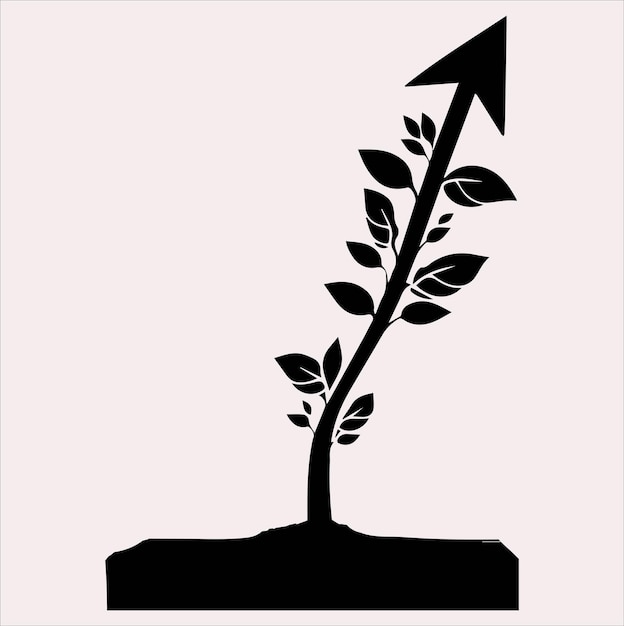 Vector growth tree vector silhouette on a white background