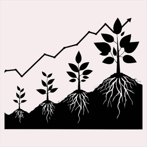 growth tree vector silhouette on a white background