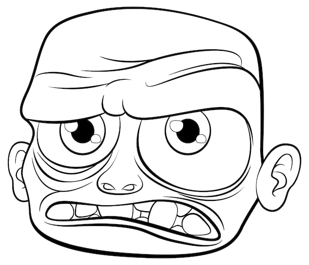 Grumpy Old Man Cartoon Illustration Outline