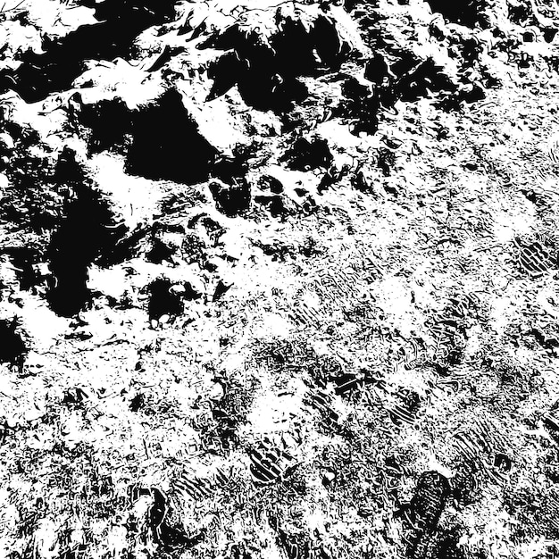 Grunge background black and white. Monochrome texture. Vector pattern of stone, chips, scuffs, snow, mountains. Abstract vintage surface