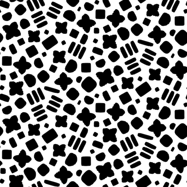 Grunge Black Flat Seamless Pattern