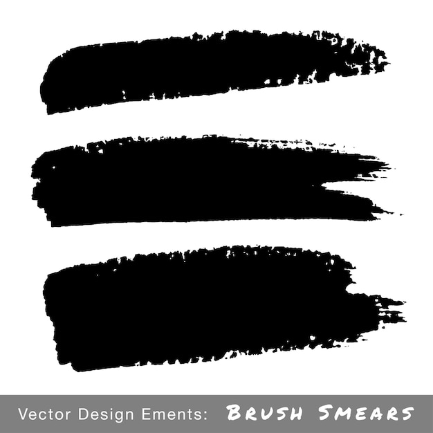 Grunge black watercolor brush stroke set. Paintbrush stroke. Brush smear. Hand drawn brushstroke.