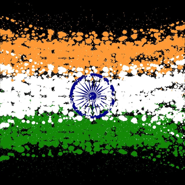 Grunge blots India flag background