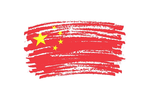 Grunge brush stroke China flag.