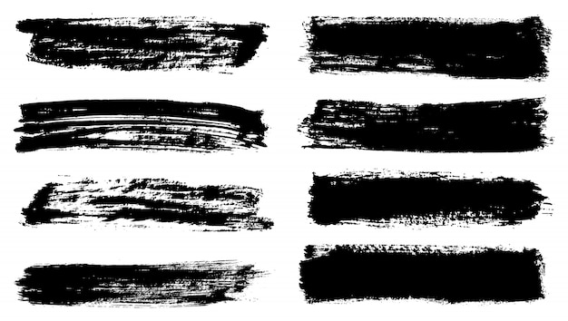 Grunge brush stroke set