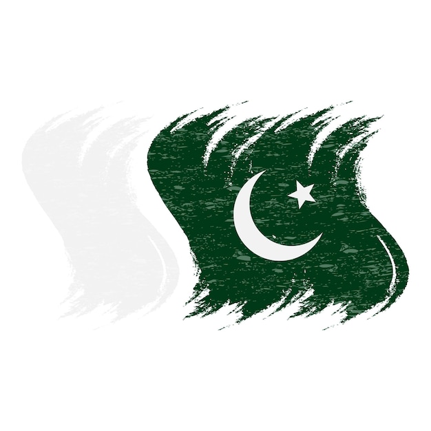 Grunge Brush Stroke With National Flag Of Pakistan Isolated On A White Background Illustration