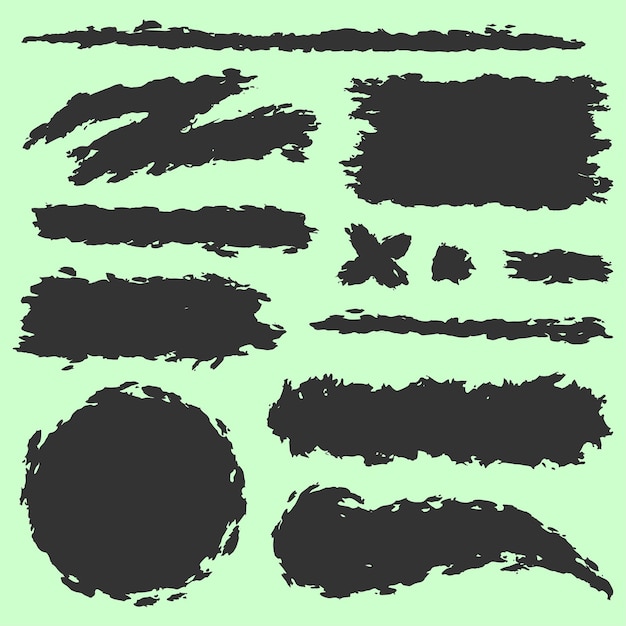 Grunge brush strokes collection set vector