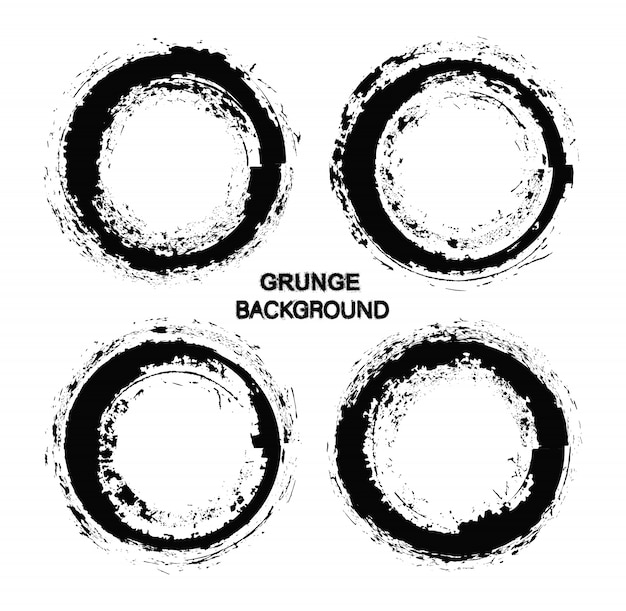 Grunge circle ink brush frames