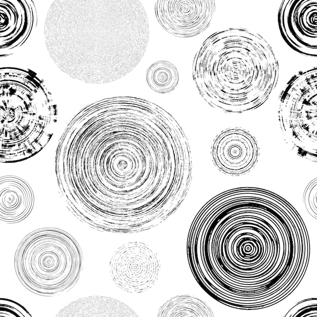 Grunge circles of different sizes seamless pattern shades of gray