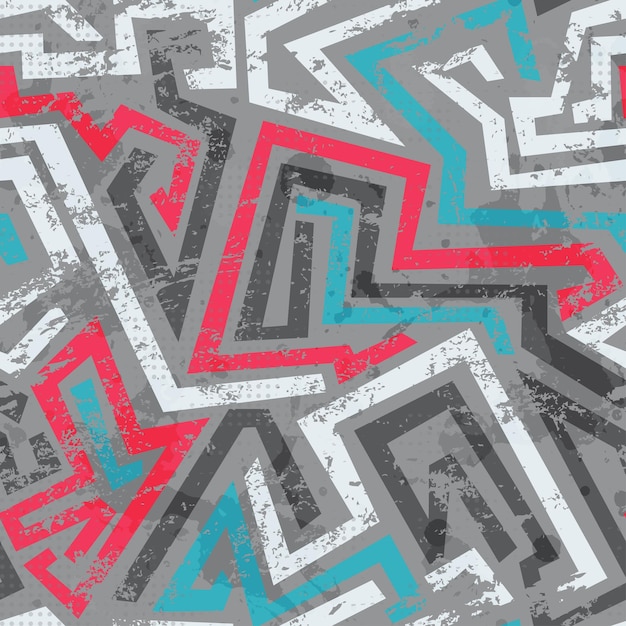 Grunge colored graffiti seamless pattern