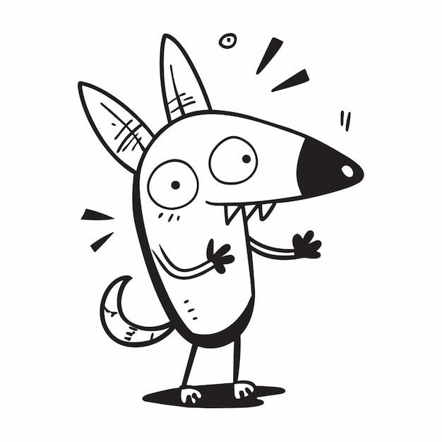 grunge crazy doodle dog vector illustration doodle line art