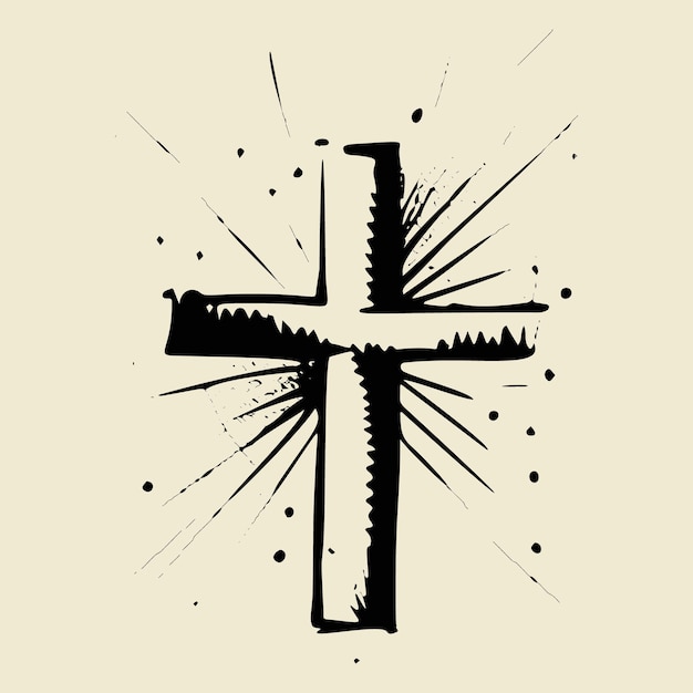 Grunge Cross Abstract Religious Vector Art