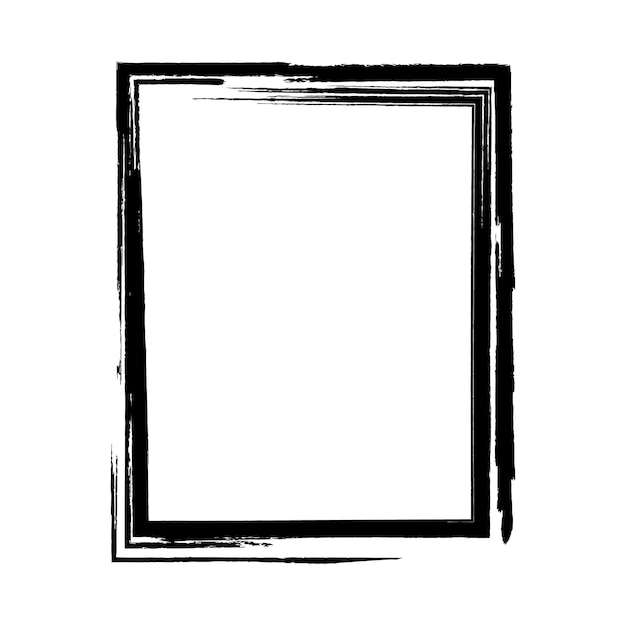 Grunge frame painted with a brush. Dirty frame with splashes of black paint. Design elements.