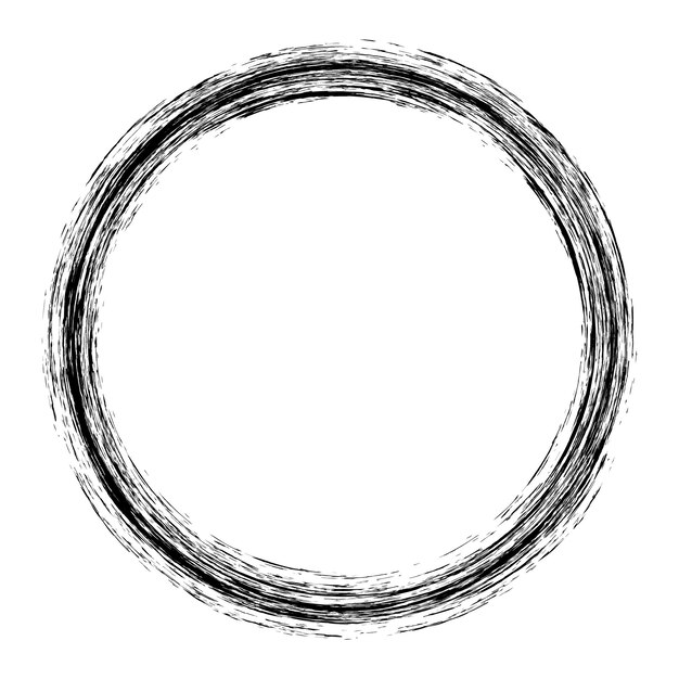 Vector grunge frame smears paint grunge circle on a white background ink brush hand drawn circle black