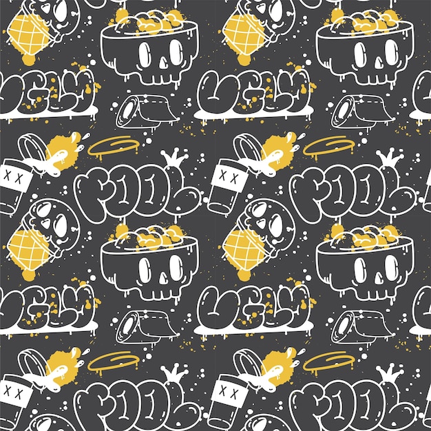 Grunge Graffiti Art Seamless Pattern