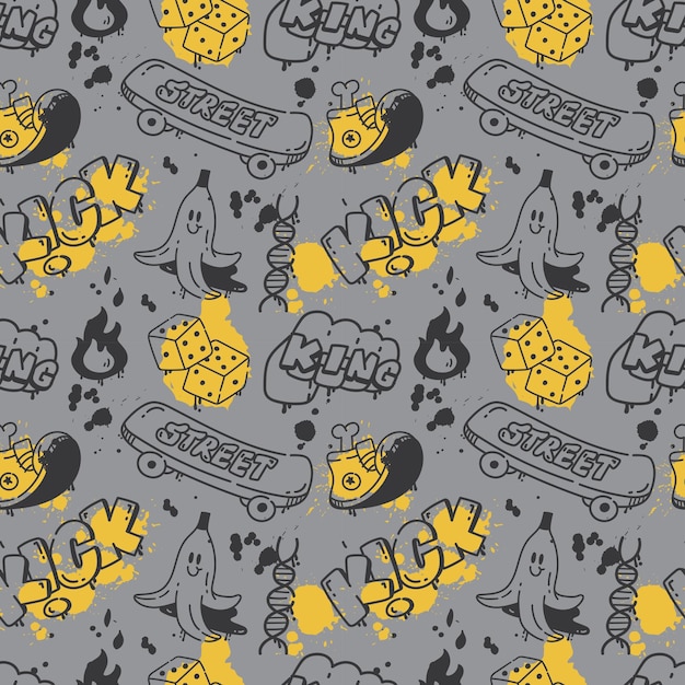 Grunge Graffiti Art Seamless Pattern