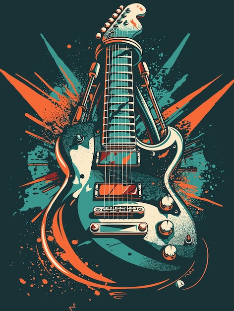 Grunge guitar design on grunge background Vector illustration