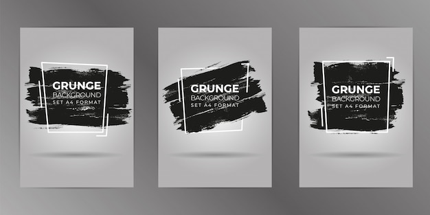 Grunge hand drawn background set A4 format