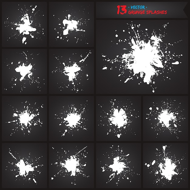 Grunge hand made splashes vector set