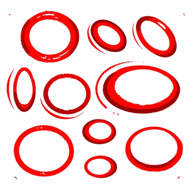 Vector grunge highlight ovals hand drawn circles frame set marker sketch highlighting text and important 8