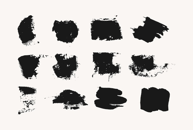 Grunge ink paintbrush texture Hand drawn abstract set