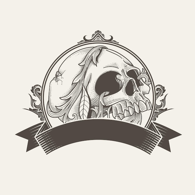 grunge old skull logo design template