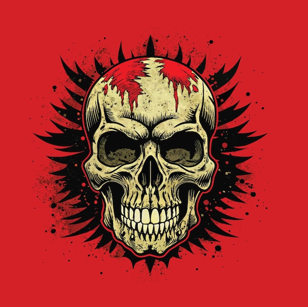 Grunge skull with blood on a black background Vector illustration