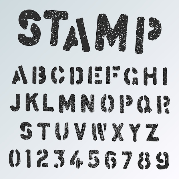 Grunge stamp alphabet font template