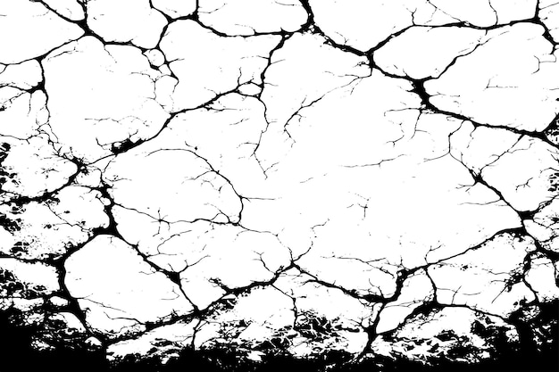 Grunge Stone Texture with Cracks Veins and Chips Black Vector Background