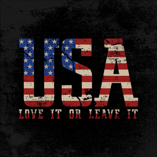 Grunge Style Text USA With American Flag Inside