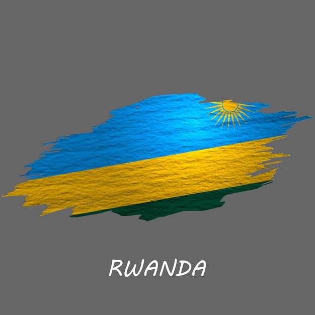 Grunge styled flag of Rwanda Brush stroke background