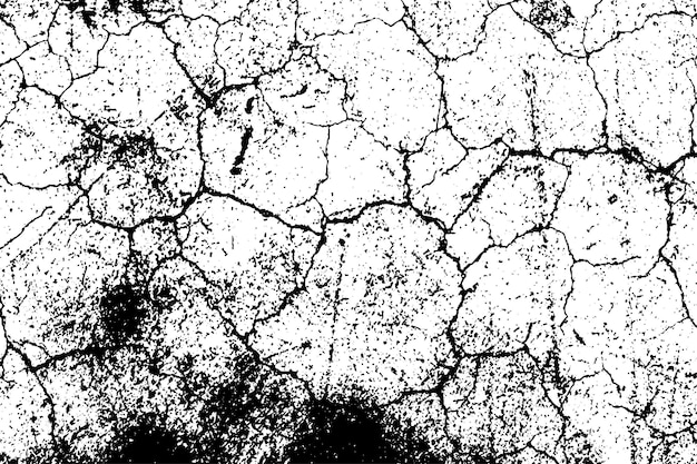 Grunge Texture of Cracked Rough Surface Abstract Monochrome Cement Background Vector Illustration