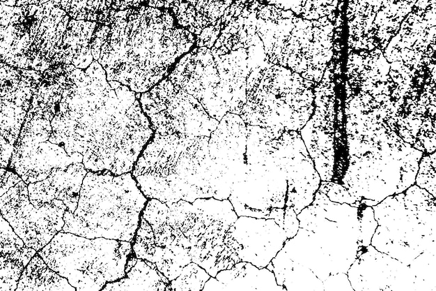 Grunge Texture of Cracked Rough Surface Abstract Monochrome Cement Background Vector Illustration