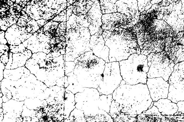 Grunge Texture of Cracked Rough Surface Abstract Monochrome Cement Background Vector Illustration