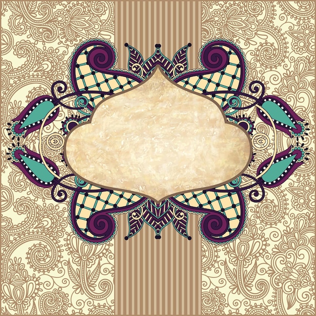 Grunge vintage template with ornamental floral pattern