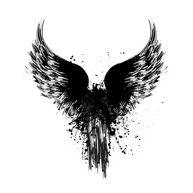 Grunge wings silhouette