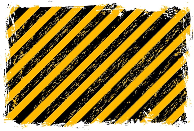 Grunge yellow and black stripes warning frame