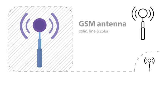 GSM antenna isolated flat illustration GSM antenna line icon