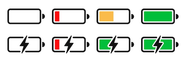 GSM battery icon set Concept of power energy low full empty charging on white background