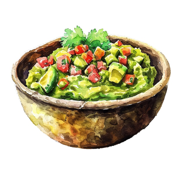 guacamole mexican food vector illustration in watercolour style