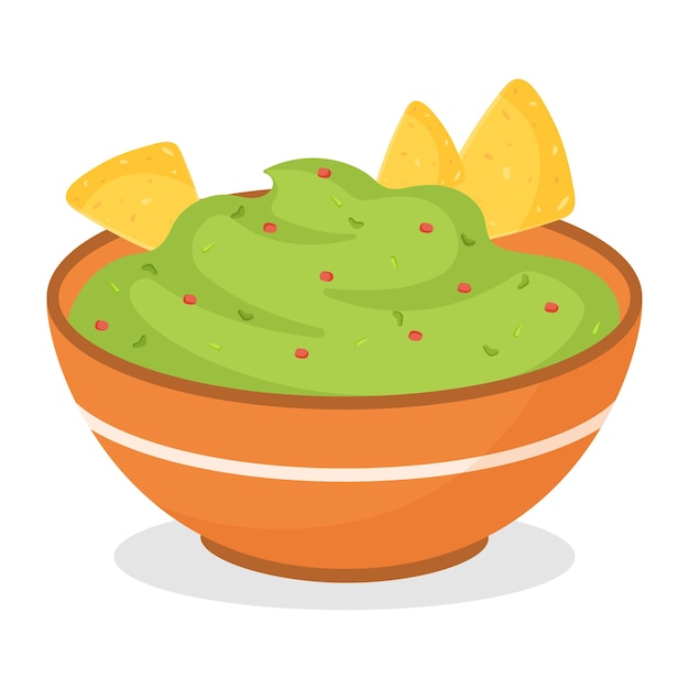 Guacamole mexican food with nachos Vector illustration